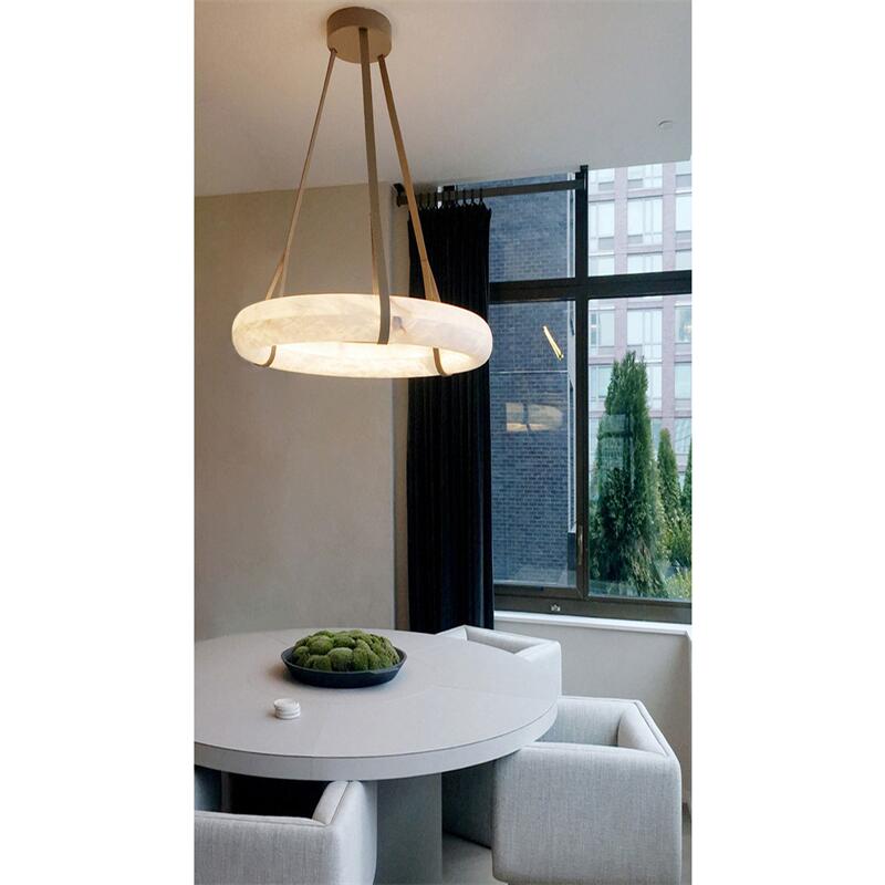 Oslo L1P Pendant Alabaster Chandelier, Halo Ring Chandelier With canopy Over Dining Table Chandelier Kevinstudiolives   