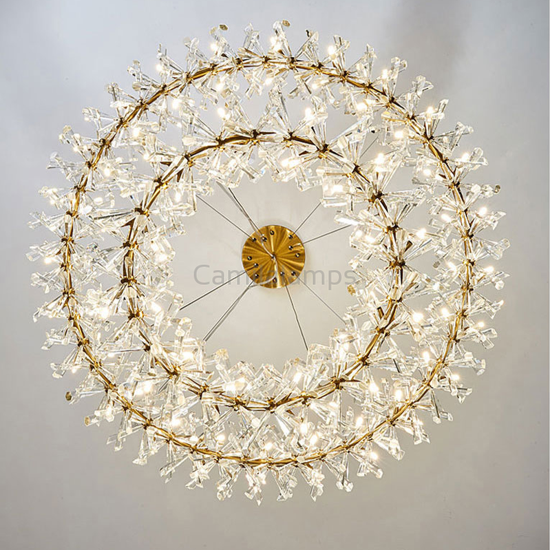 Isabel Postmodern Two-Tier Ring Crystal Chandelier - Ineffable Lighting