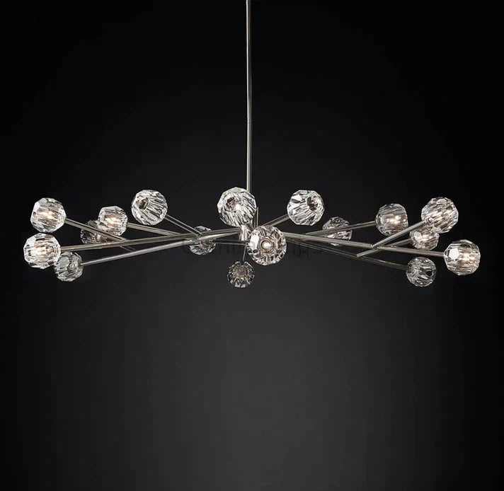 Bille De Crystal Glass Oval Chandelier 72"