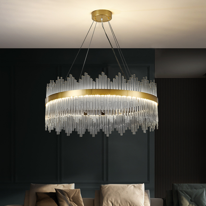 Skylar Round Glass Chandelier - Ineffable Lighting