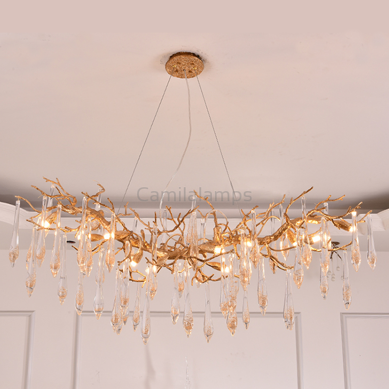 Agnes Brass Branch Crystal Chandelier For Dining Room - Ineffable Lighting