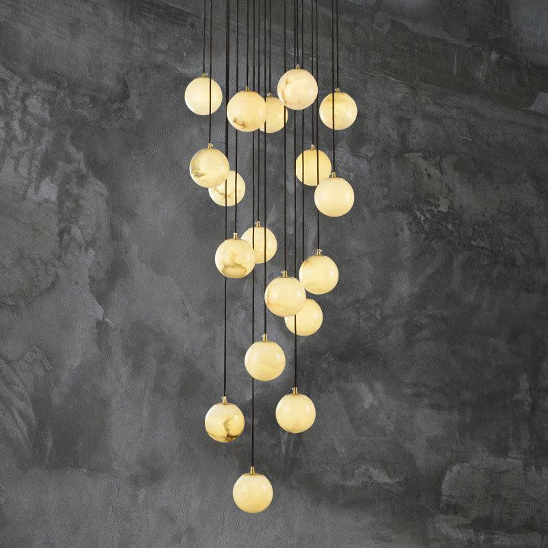 Roden Alabaster Global Pendant Chandelier For Staircase, Spiral Global Pendant chandelier Kevinstudiolives 18 LIGHTS-23.6" D  