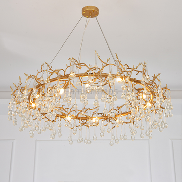 Avis Clear Crystal Ring Branch Chandelier - Ineffable Lighting