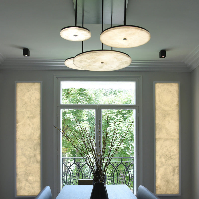 Kevin Hazel Contemporary Alabaster Pendant Light for Living and Dining Spaces Chandelier Kevinstudiolives   