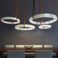 Oslo Pendant Alabaster Chandelier, Halo Ring Chandelier With Leather Chandelier Kevin Studio Inc 23.6