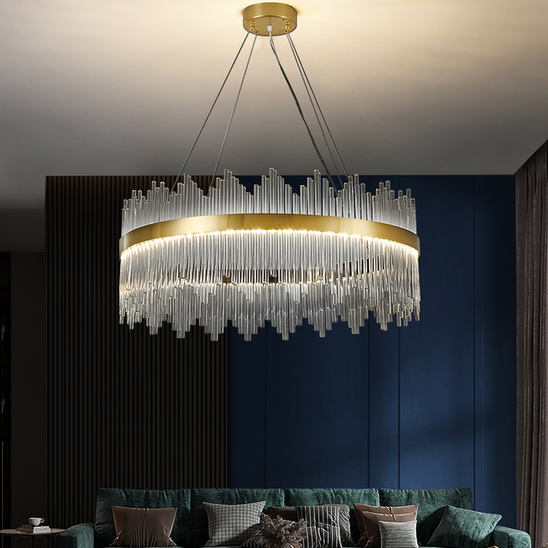 Skylar Round Glass Chandelier - Ineffable Lighting