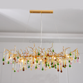 Avis Colorful Crystal Linear Branch Chandelier For Living Room - Ineffable Lighting