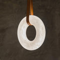 Oslo Pendant Alabaster Chandelier, Halo Ring Chandelier With Leather Chandelier Kevin Studio Inc 11.8