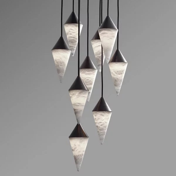 Kevin Hannah Alabaster Chandelier, Upscale Chandelier Lighting Chandelier Kevinstudiolives 9 Light-Black  