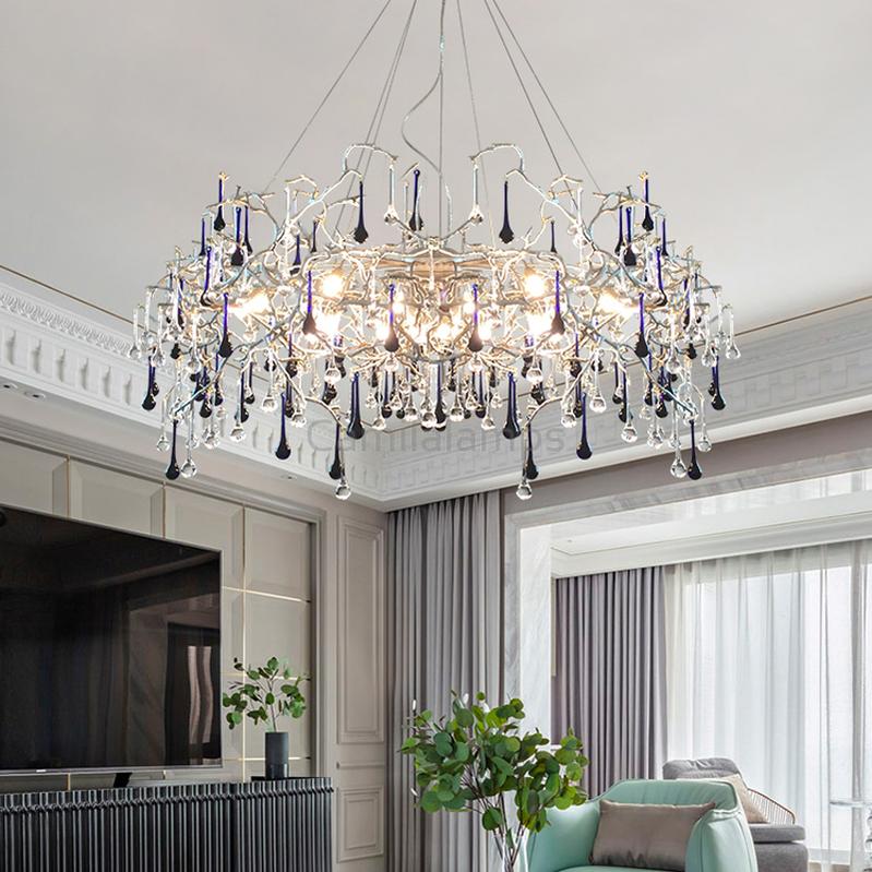 Avis Crystal Raindrop Branch Chandelier - Ineffable Lighting