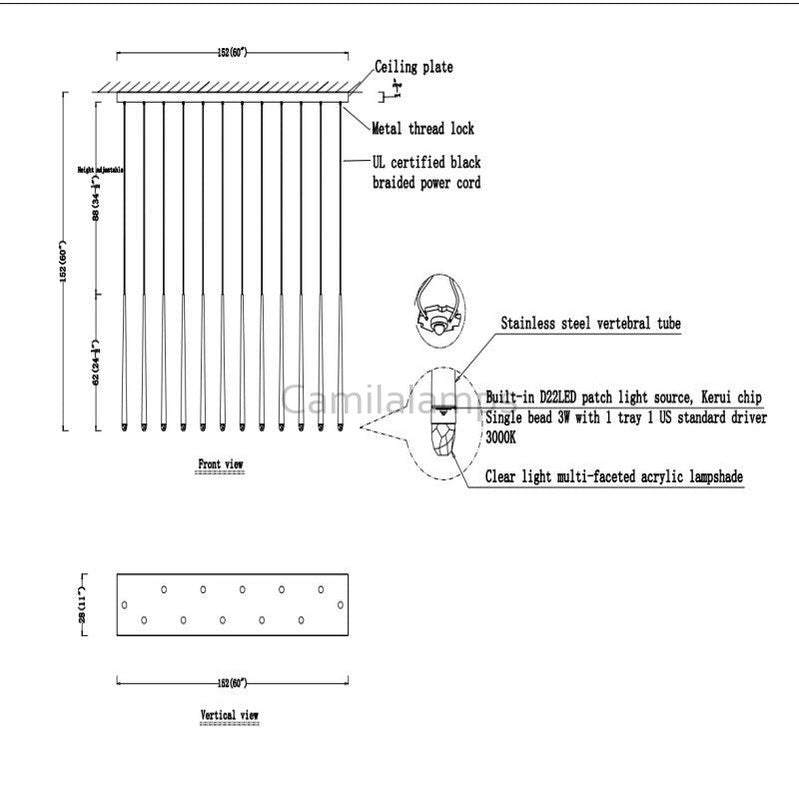 Custom Helly Modern Linear Chandelier 60"