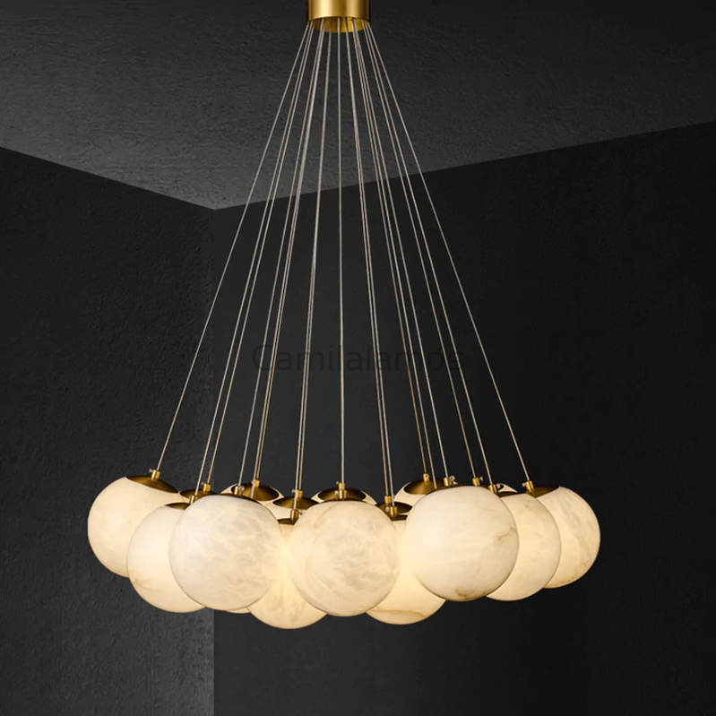 Post Modern Alabaster Globe Ceiling Pendant Light - Ineffable Lighting