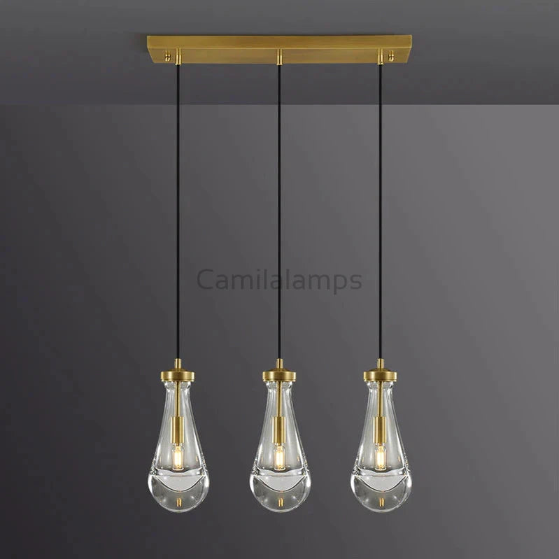 Raindrop 3-Light Cord Rectangular Chandelier