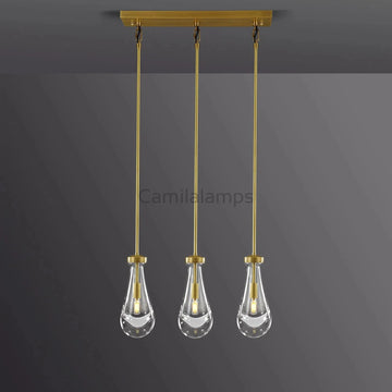 Raindrop 3-Light Rod Rectangular Chandelier