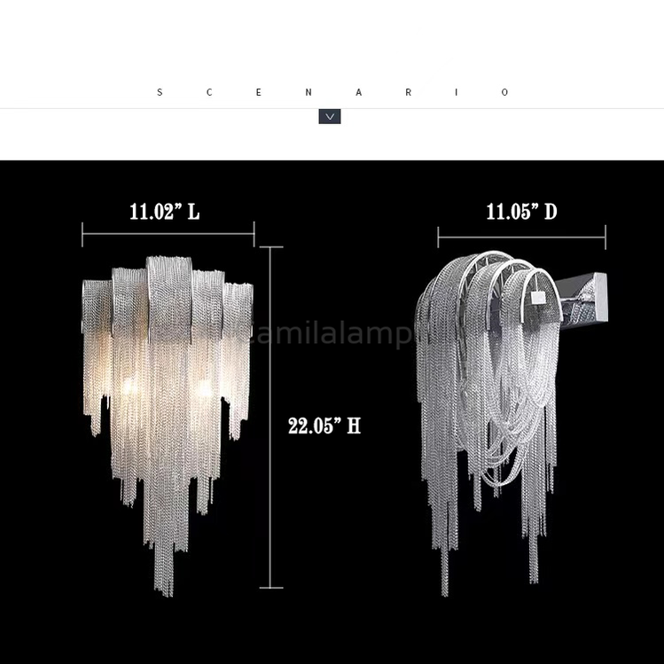 Modern Aluminum Chain Tassel Wall Sconce - Ineffable Lighting