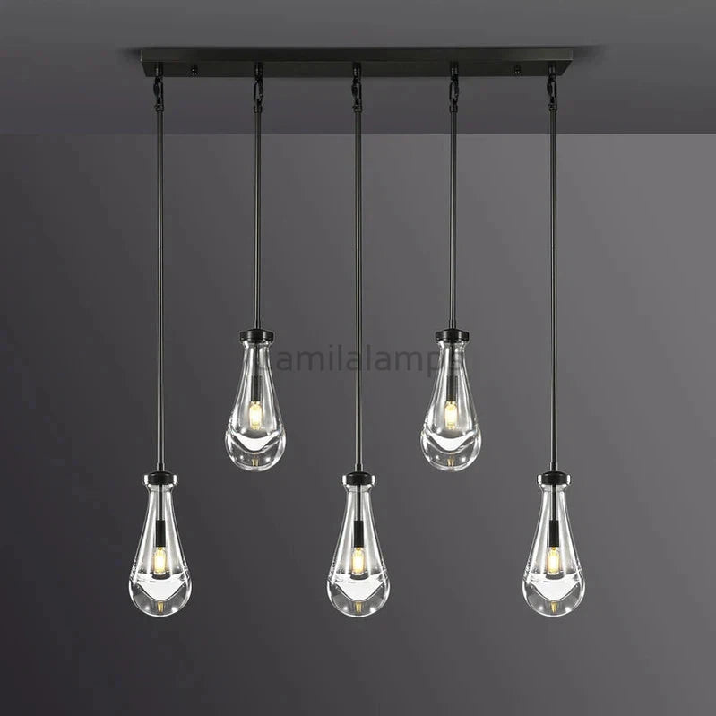 Raindrop 5-Light Rod Rectangular Chandelier