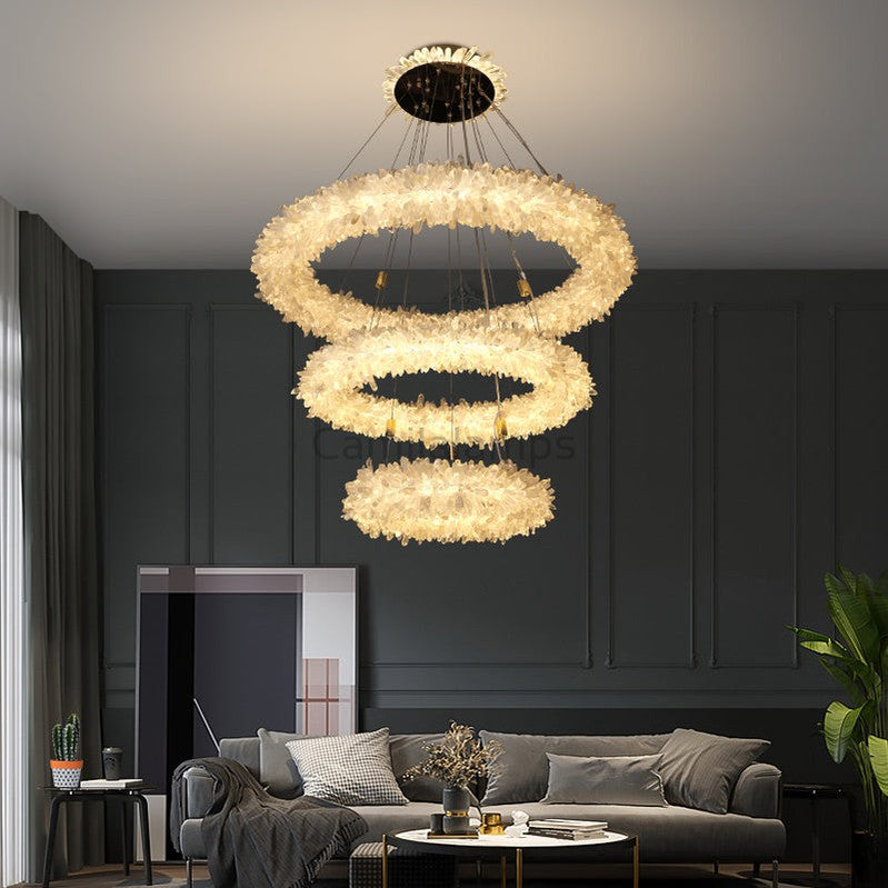 Derek Modern Crystal Cluster Halo Chandelier - Ineffable Lighting