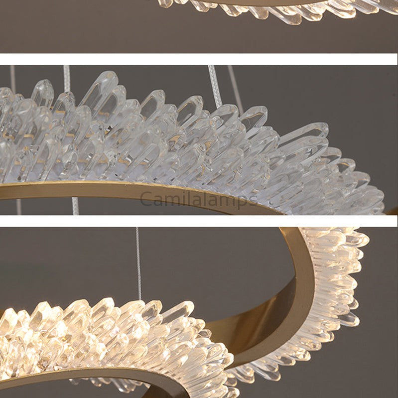 Staircase Modern Crystal Ring Chandelier - Ineffable Lighting