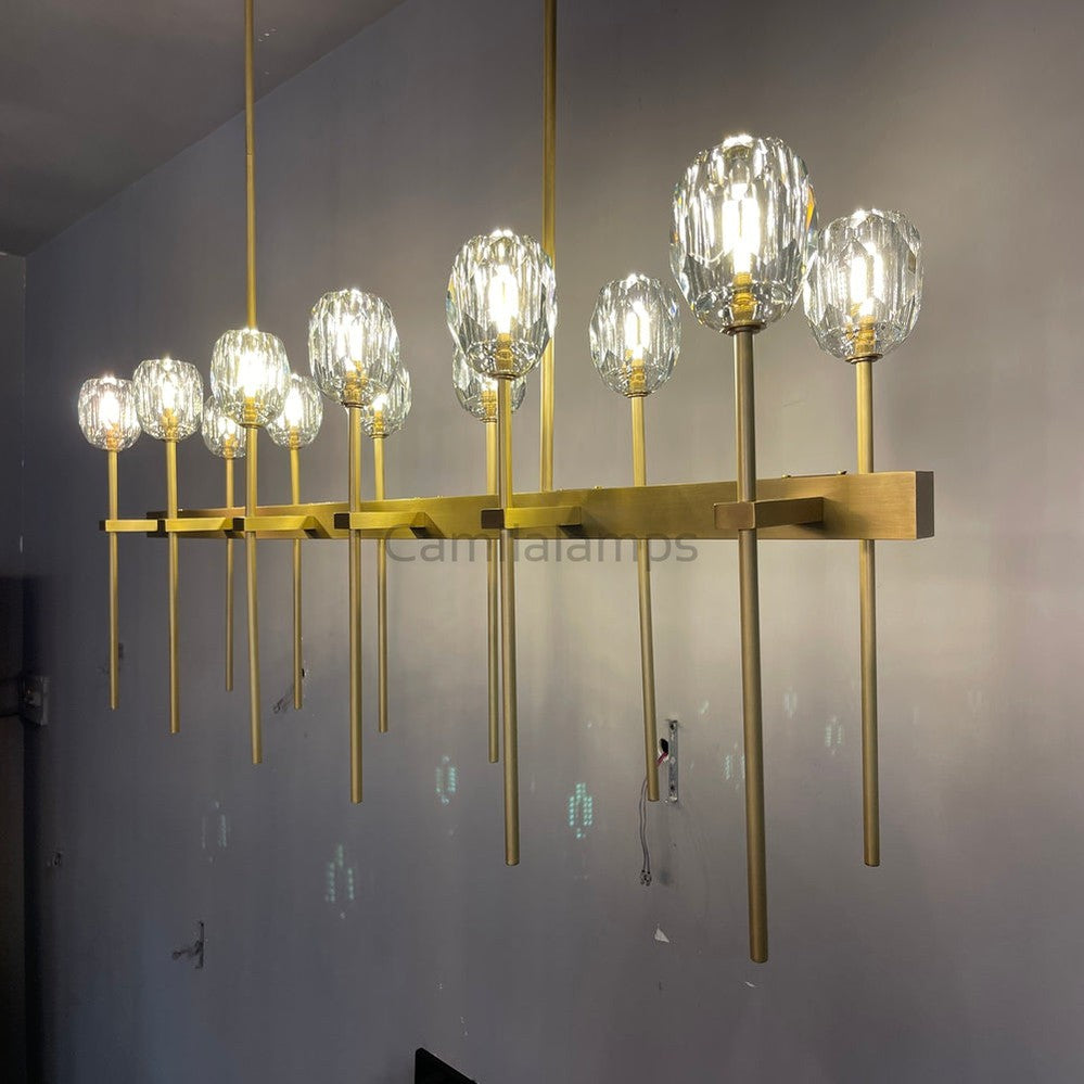 Bille Clear Cristal Linear Chandelier 48"