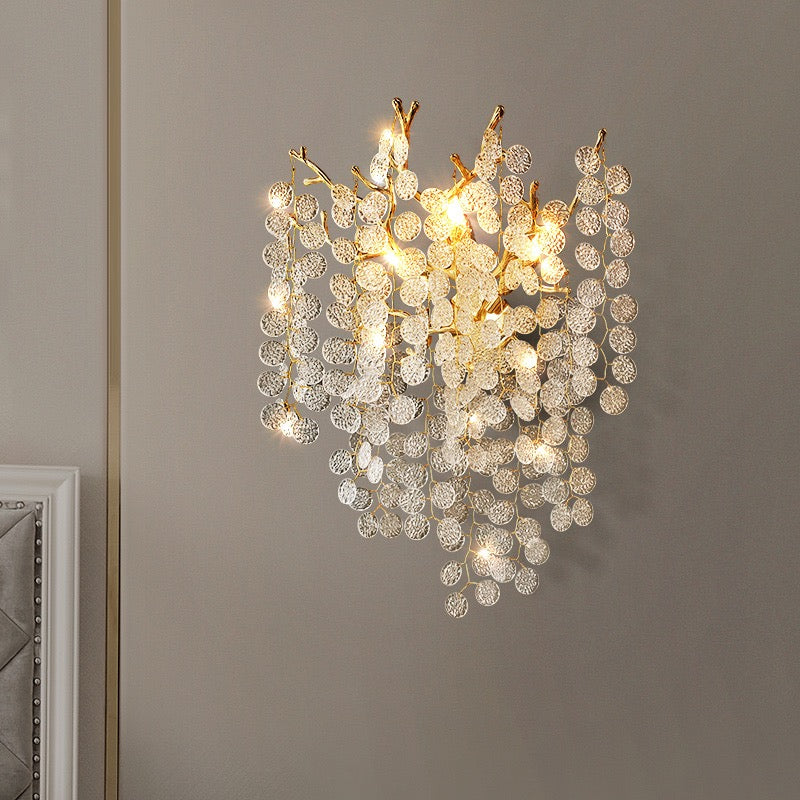 Kevin Elspeth Modern Round Gold Clear Crystal  Wall Sconce For Bedroom Wall Light Fixtures Kevinstudiolives   
