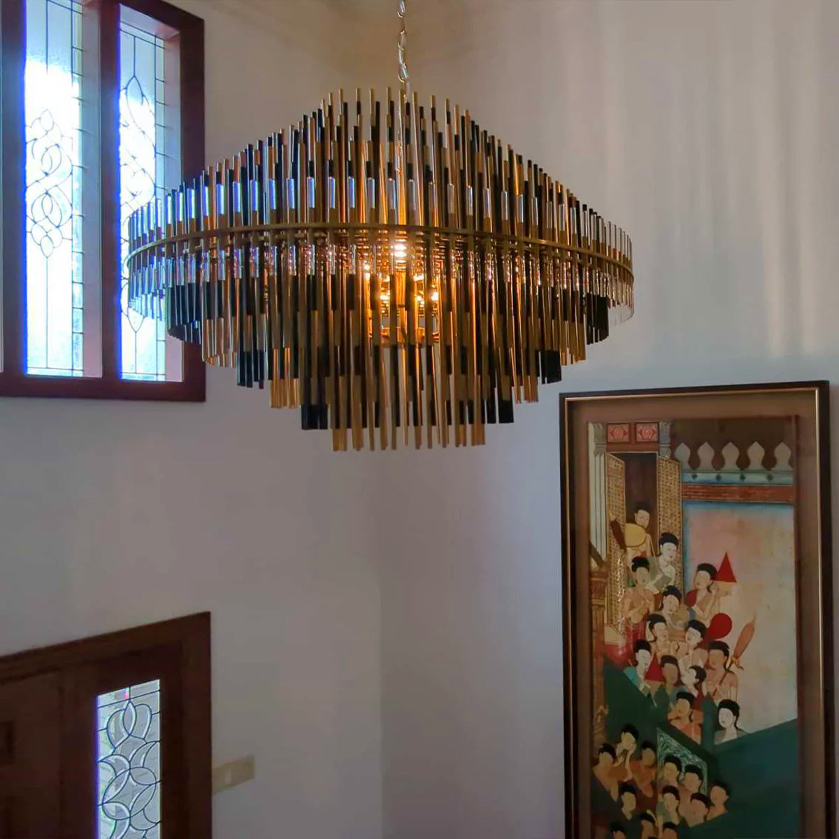 Emilce Industrial Metal Tube Chandelier For Living Room