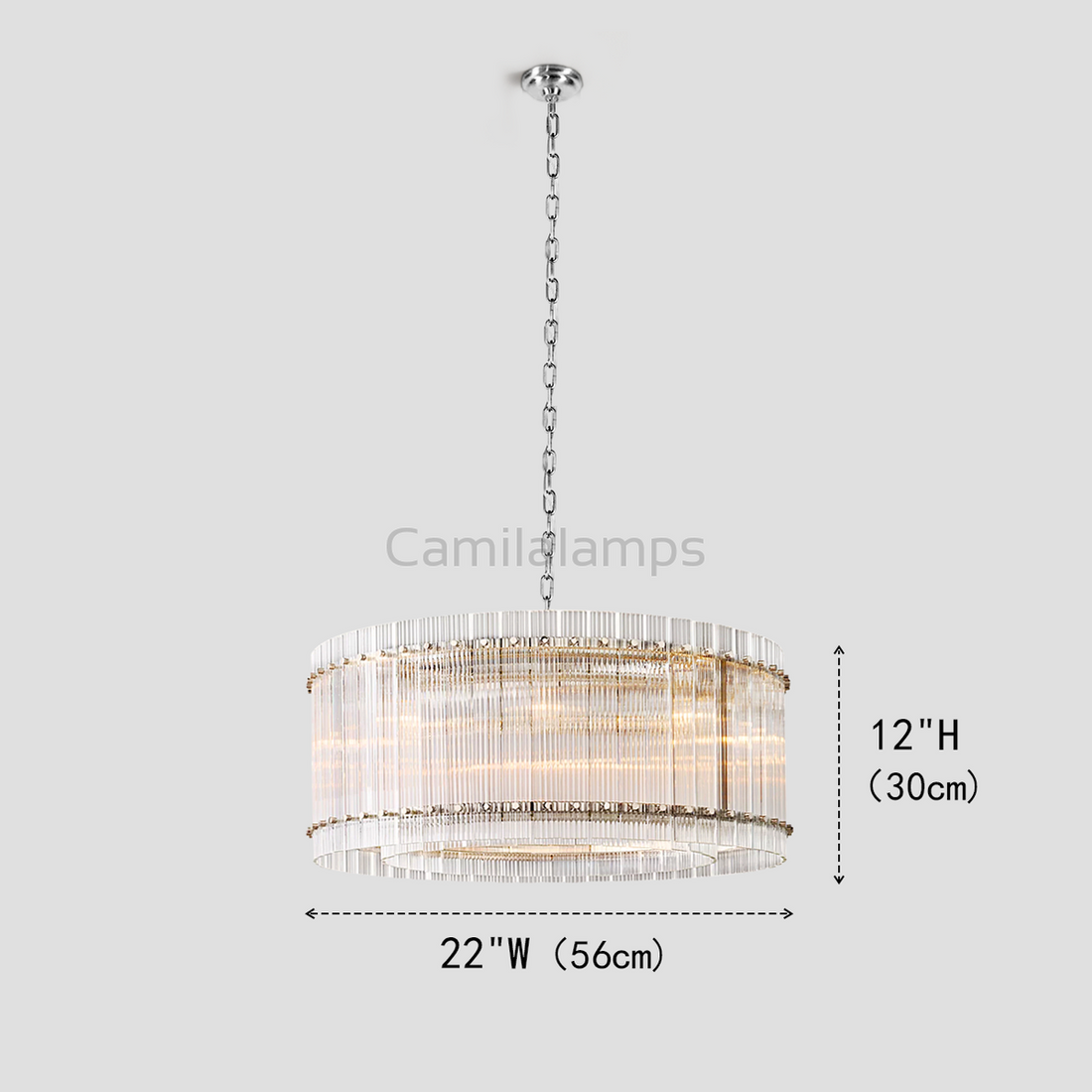 Laina Round Ribbed Glass Chandelier