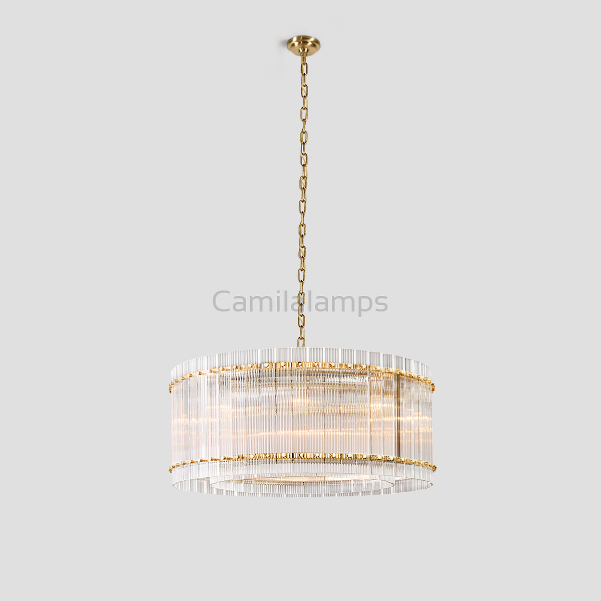 Laina Round Ribbed Glass Chandelier