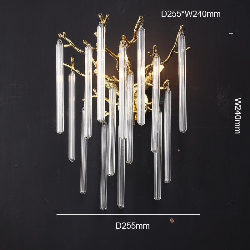 Kevin Krios Modern Round Gold Clear Crystal Tube Wall Sconce  For Bedroom Wall Light Fixtures Kevinstudiolives 10"DIAM  