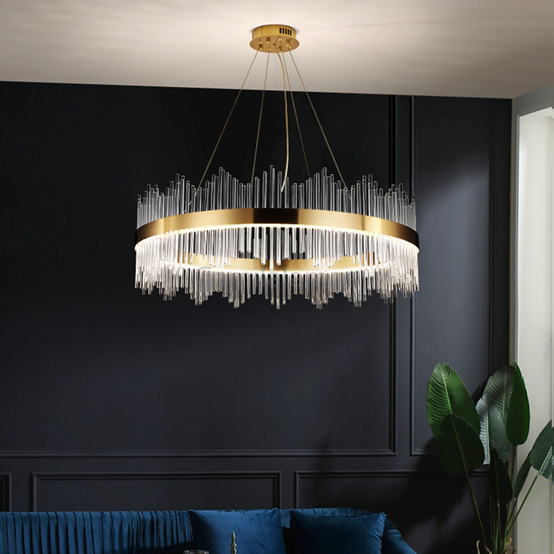 Skylar Round Glass Chandelier - Ineffable Lighting