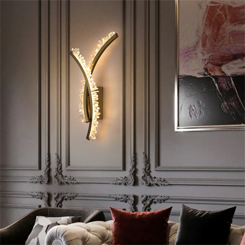 Kevin Deirdra Modern Rock Crystal Wall Sconce For Bedroom Wall Sconce Kevinstudiolives 6.7" W X 19.3" H  