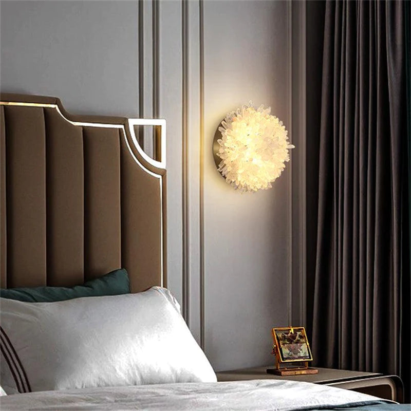 Haroldo Modern Rock Crystal Wall Sconce For Bedroom Wall Sconce Kevin Studio Inc   