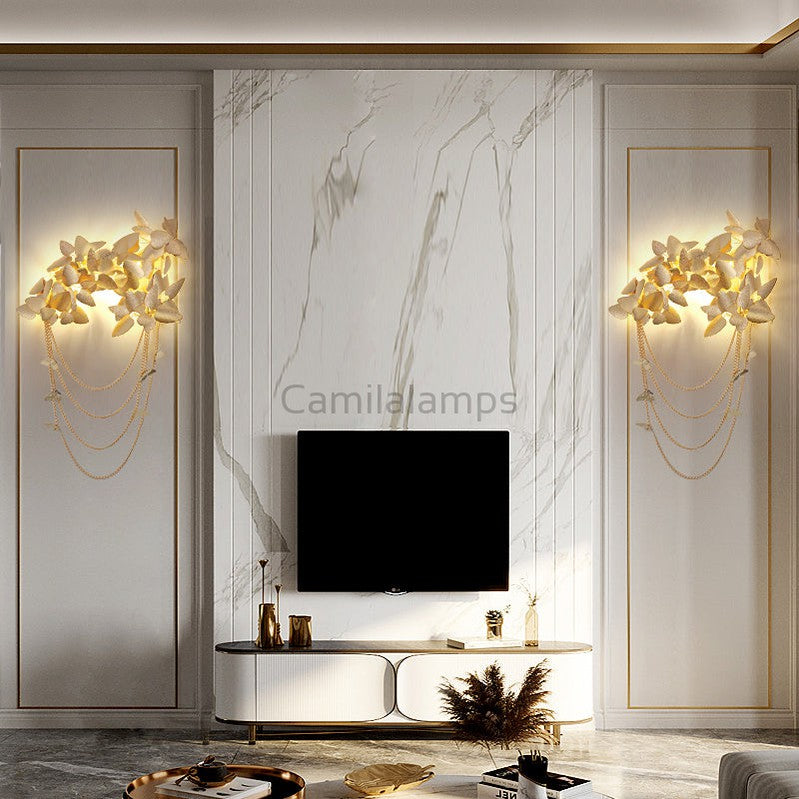 Della Modern Gold Leaf Bedroom Sconce - Ineffable Lighting