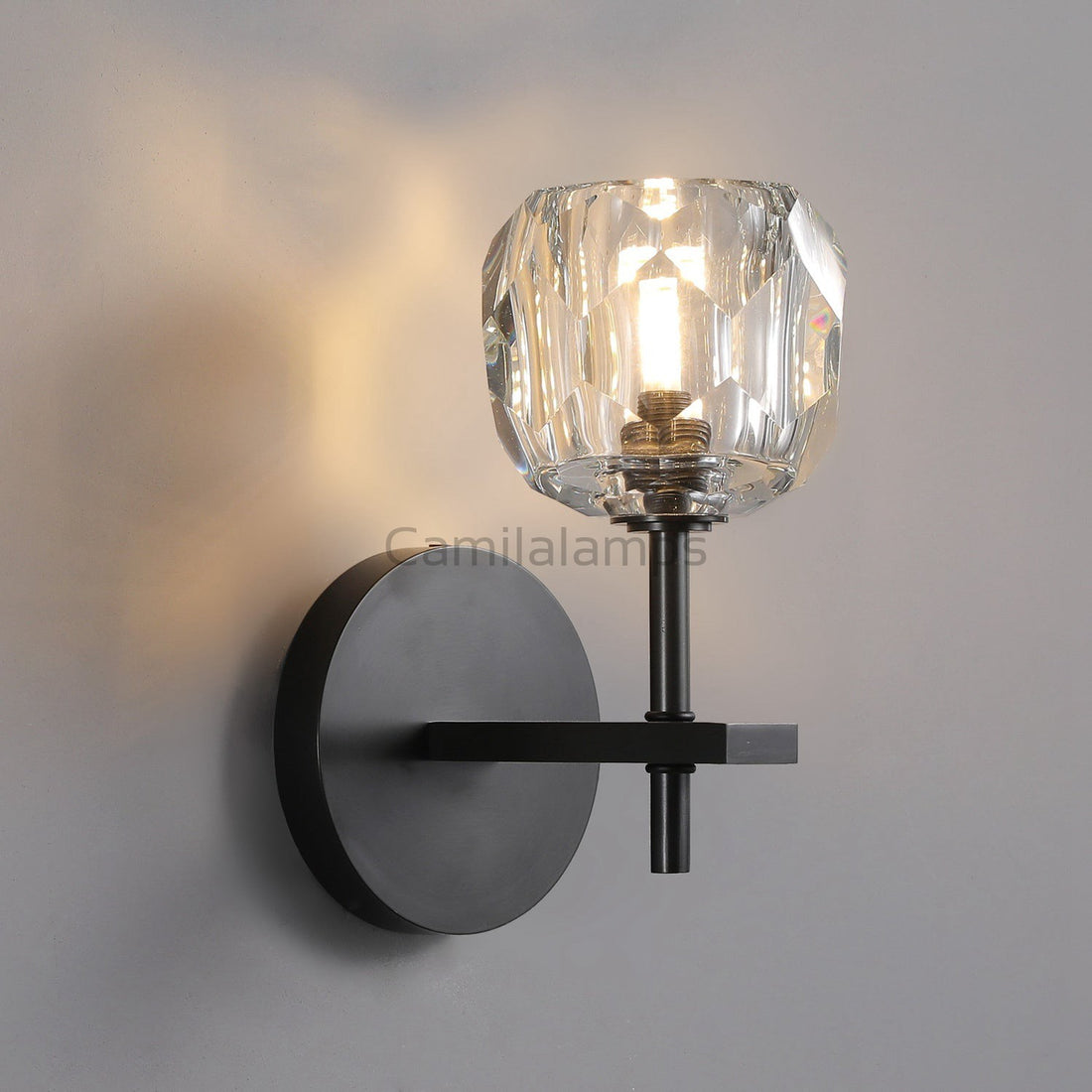 Bille De Clear Crystal Ball Wall Sconce 9"H