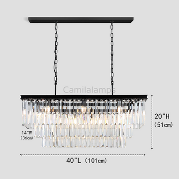 Falria 3-Tier Crystal Rectangular Chandelier