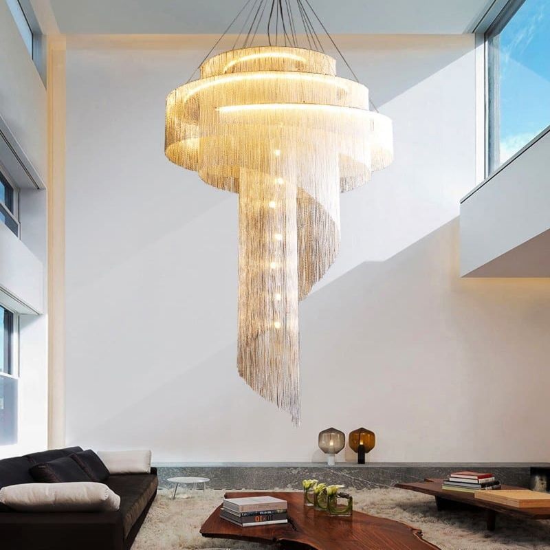 Alisa Luxury Aluminum Chain Tassel Ring Multilayer Chandelier - thebelacan