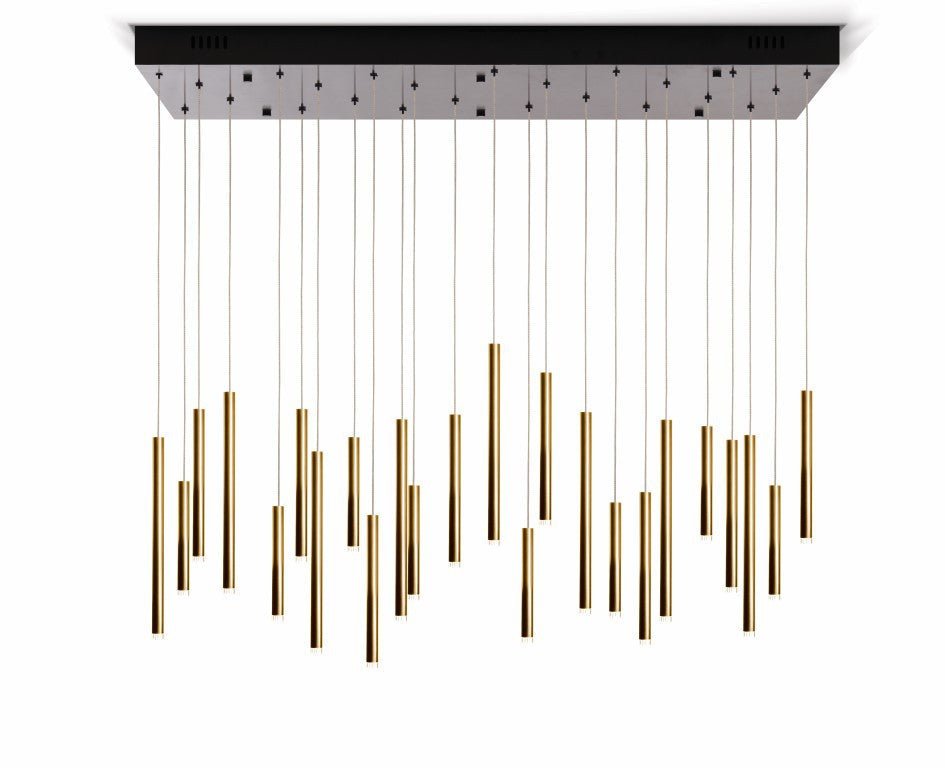 Bellini Rectangular Tri-Tone Tubular Pendant Light Chandelier