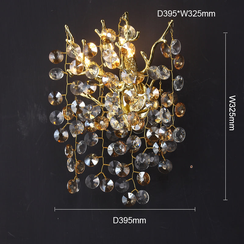 Kevin Thisbe Modern Round Gold Clear Crystal  Wall Sconce For Bedroom Wall Light Fixtures Kevinstudiolives 15.6"DIAM  