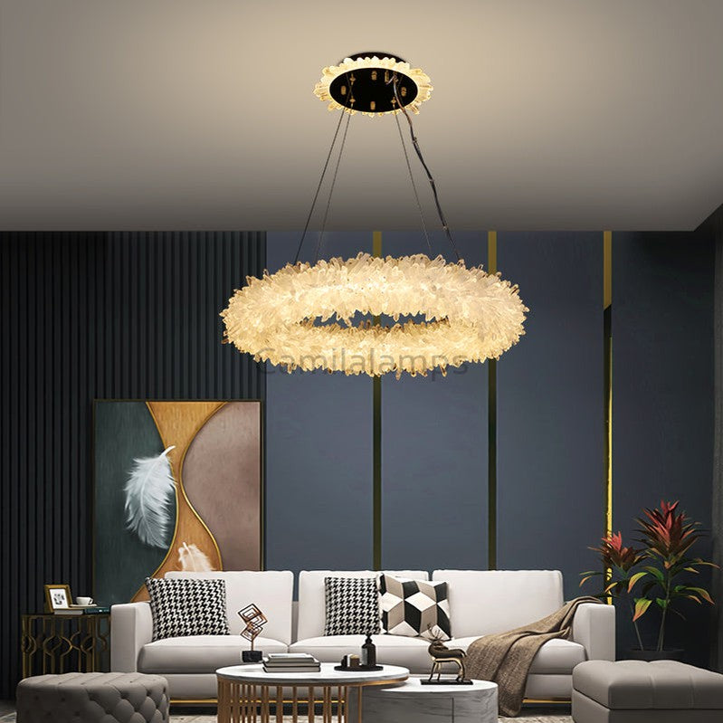 Derek Modern Crystal Cluster Halo Chandelier - Ineffable Lighting