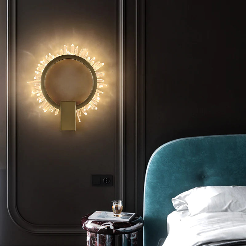 Galisa Modern Rock Crystal Wall Ring Wall Sconce Besides Bed Wall Sconce Kevin Studio Inc 13.8" D X 15.7" H  
