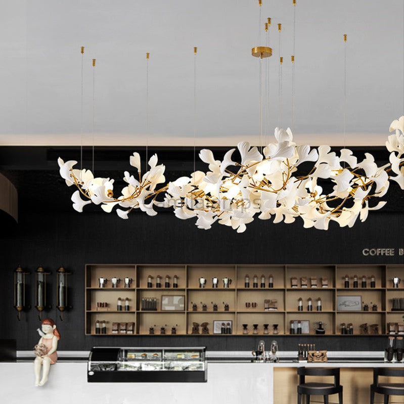 Modern Creative Ginkgo Linear Chandelier - Ineffable Lighting