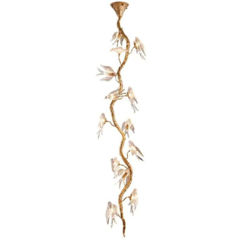 Lucky Bird Glass Tree Branch Chandelier For Staircase - thebelacan