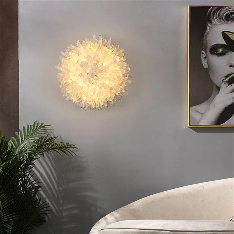 Haroldo Modern Rock Crystal Wall Sconce For Bedroom Wall Sconce Kevin Studio Inc   