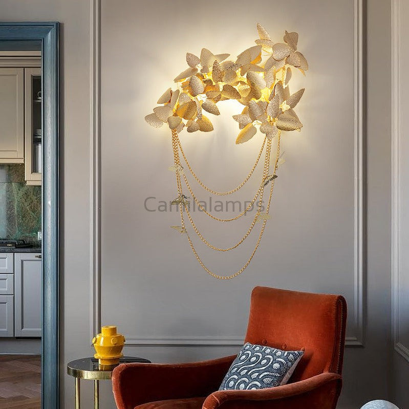 Della Modern Gold Leaf Bedroom Sconce - Ineffable Lighting