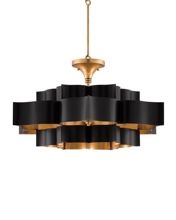 Grand Lotus Large Black Chandelier