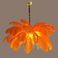 Art Deco Colorized Feather Brass Branch Chandelier - Ineffable Lighting