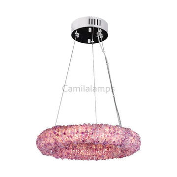 Derek Modern Pink Crystal Cluster Round Chandelier - Ineffable Lighting