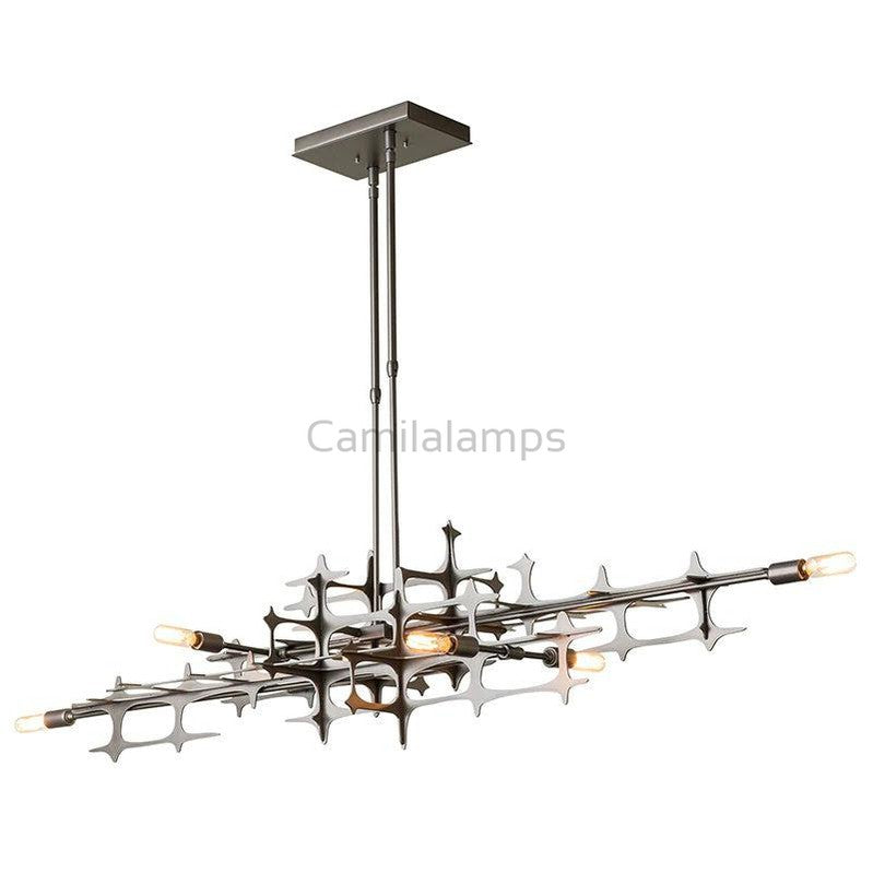 Linear Pendant Light Fixture In Stainless Steel - Ineffable Lighting