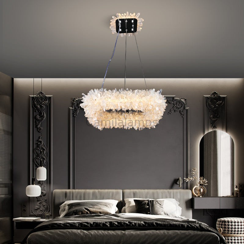 Derek Modern Crystal Cluster Square Chandelier - Ineffable Lighting