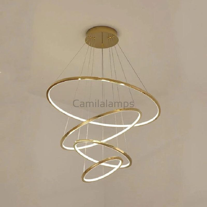 Multi Rings Modern Staircase Chandelier - Ineffable Lighting