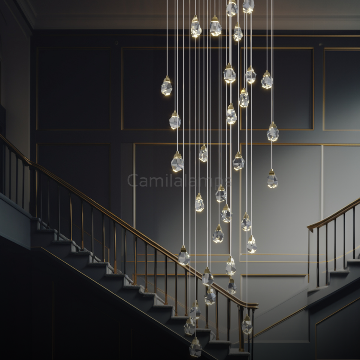 Masonry Faceted Crystal Prisms Chandelier